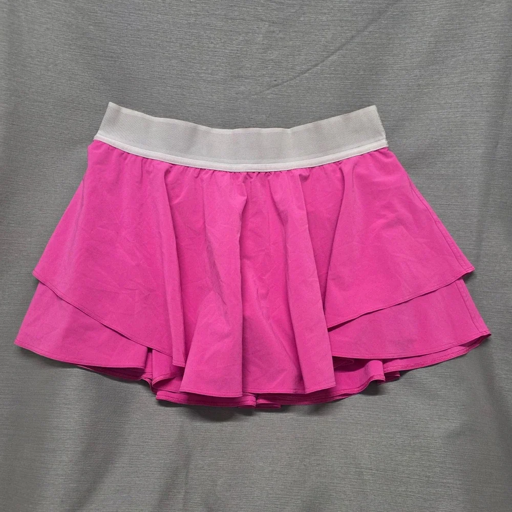 Lululemon Court Rival High-Rise Skirt Pink Tiered Tennis Skort Size 10 Reg